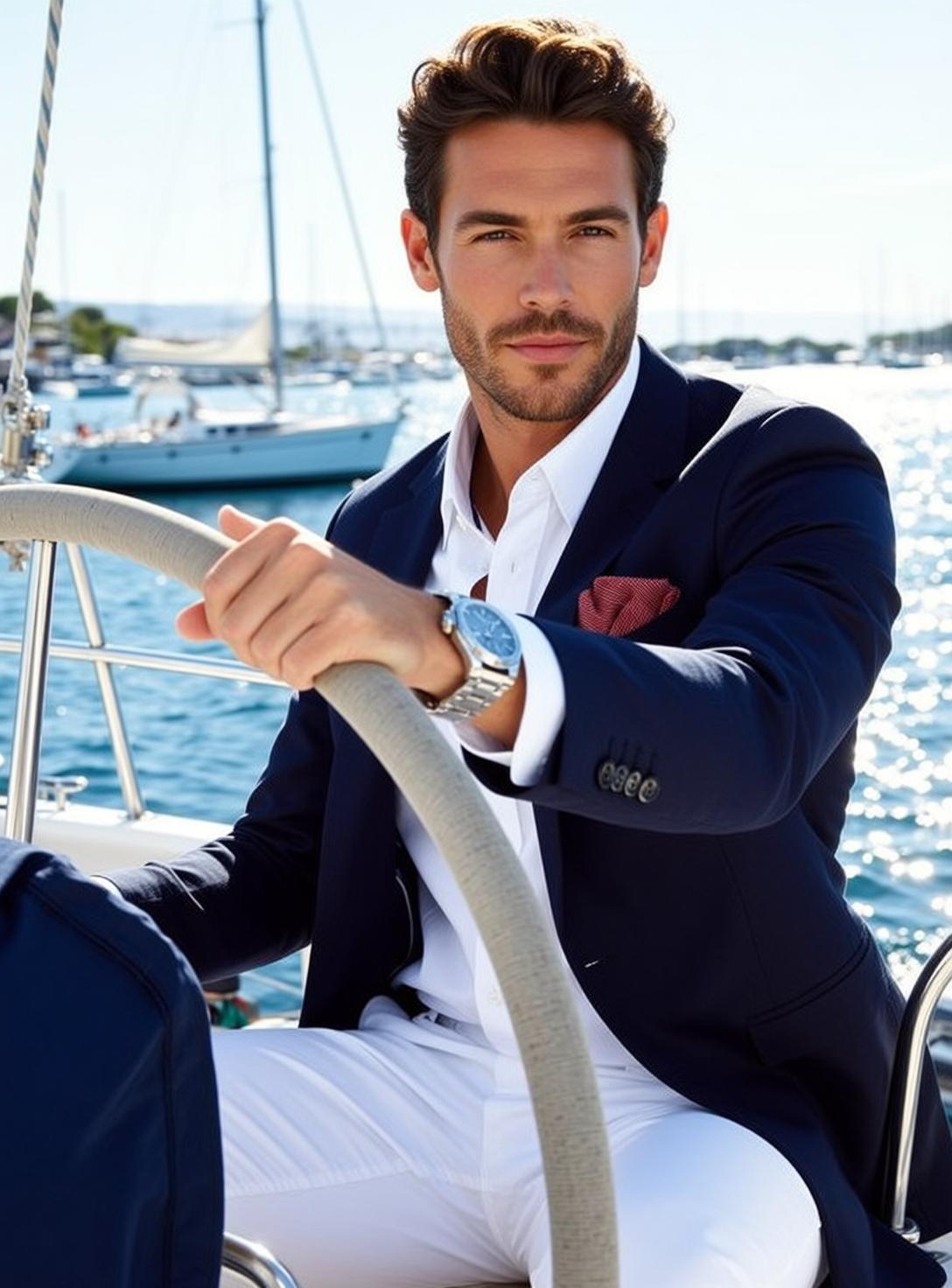 World Seated Helm Sailboat His Right Hand