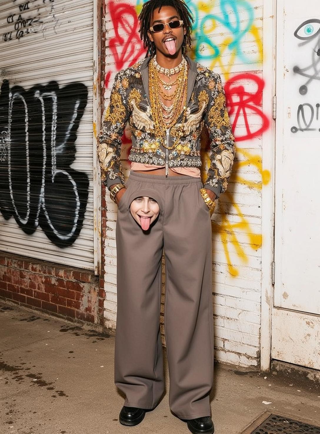 Ornate Bomber Jacket Urban Alleyway