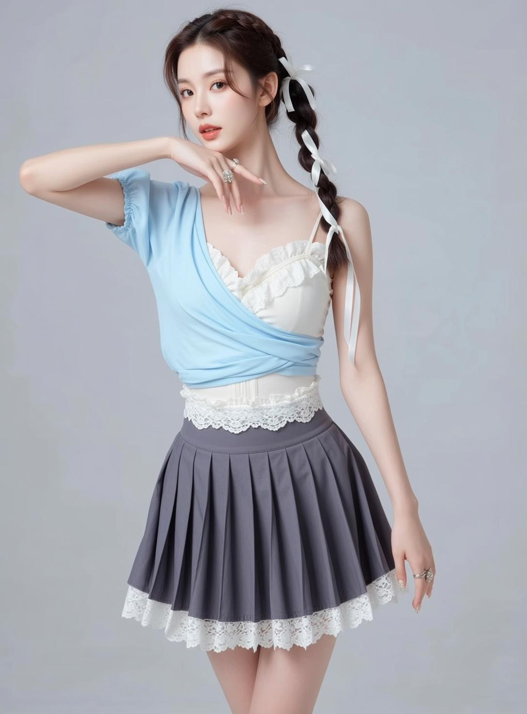 Balletcore Young Dark Brown Braided White Ribbons