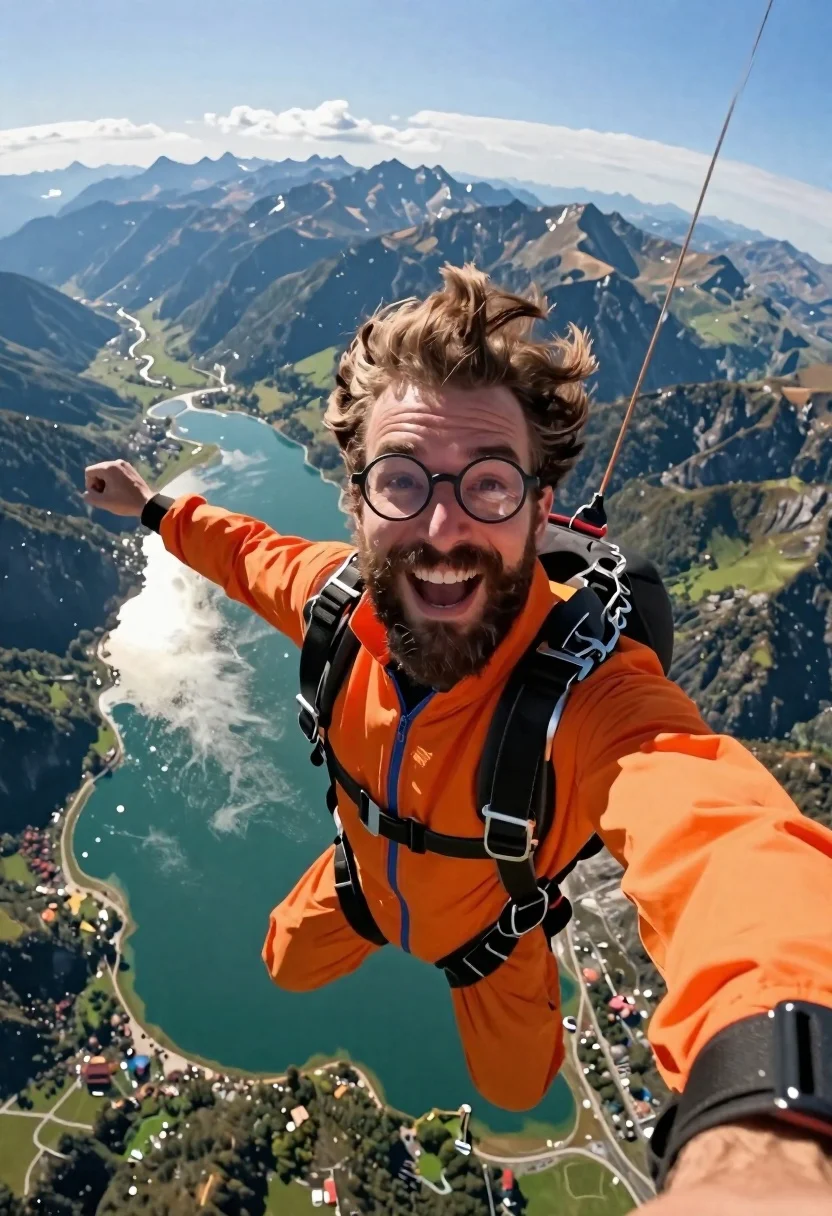 Joyful Man With Glasses And Beard Captured First-person Selfie View