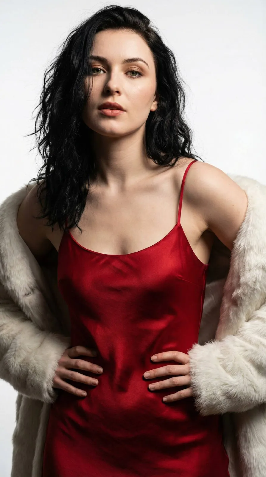 Red Satin Fur Coat Portrait