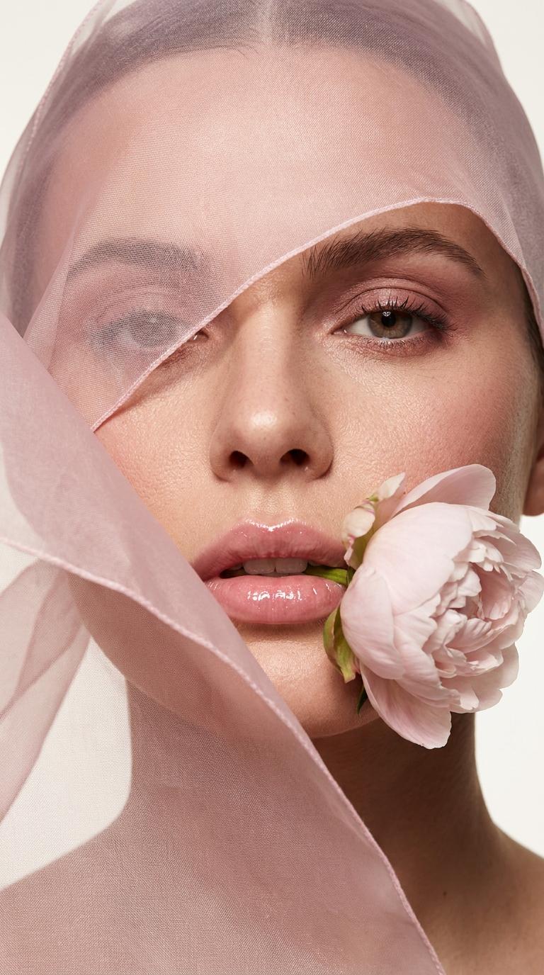 Adult Woman Close Up Rose Makeup Studio