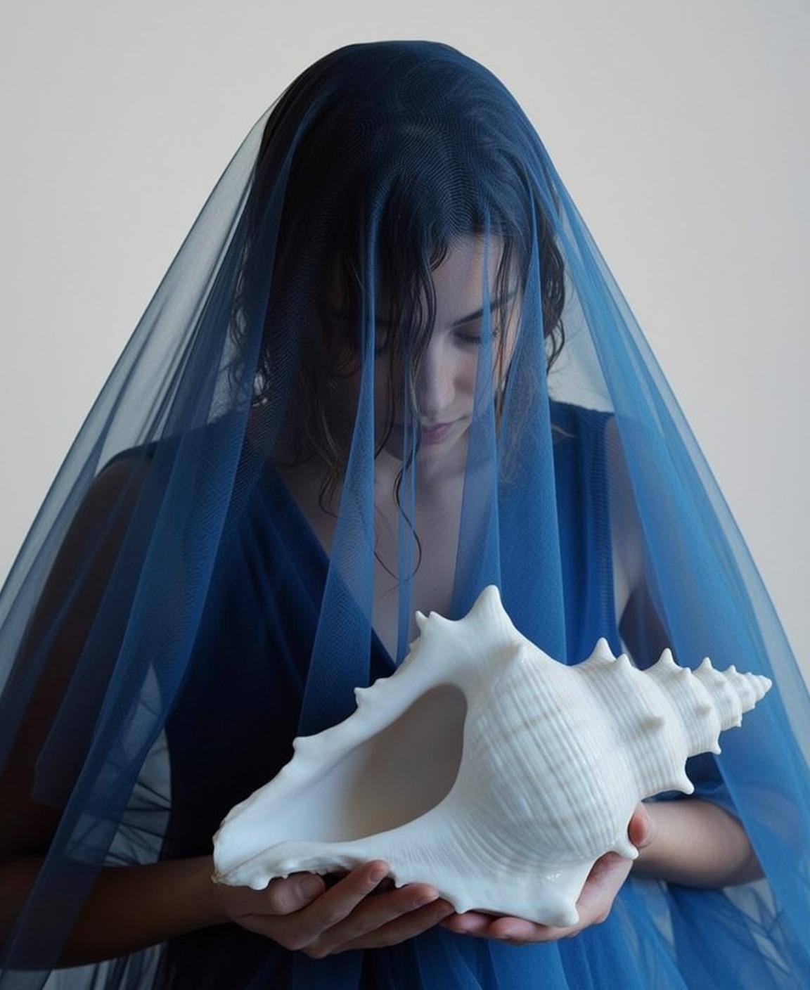 Blue Veil Conch Shell
