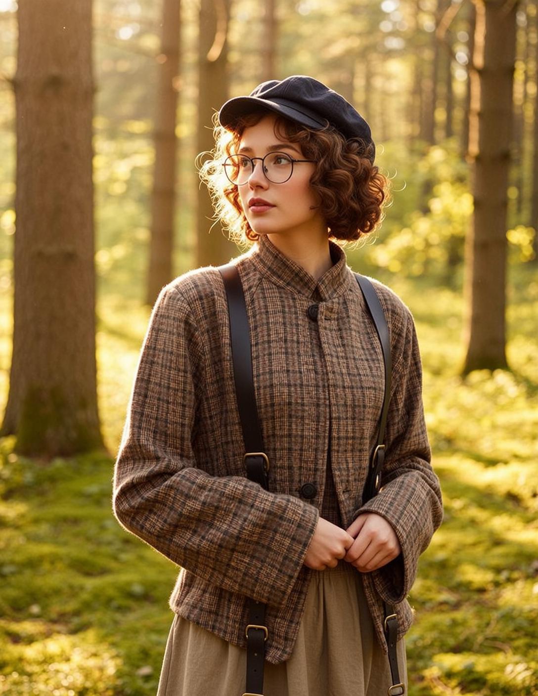 Autumn Young Short Curly Brown Fair Plaid