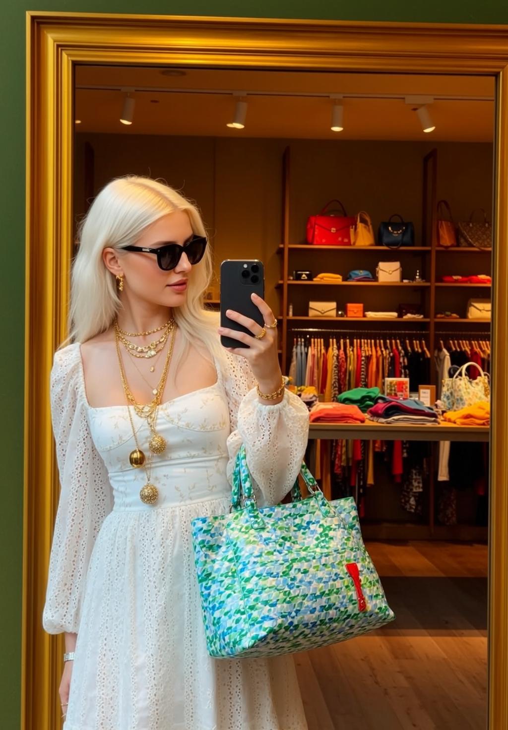 Taking Mirror Selfie Holding Smartphone Her 4