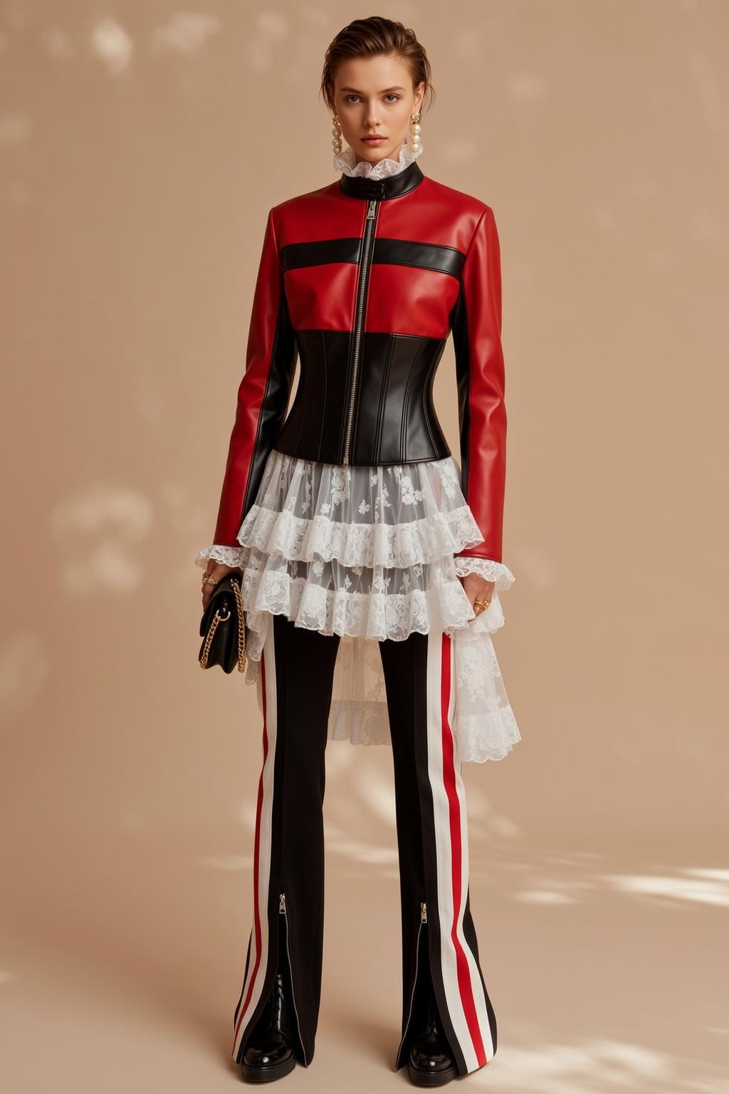 Red Black Leather Jacket Studio