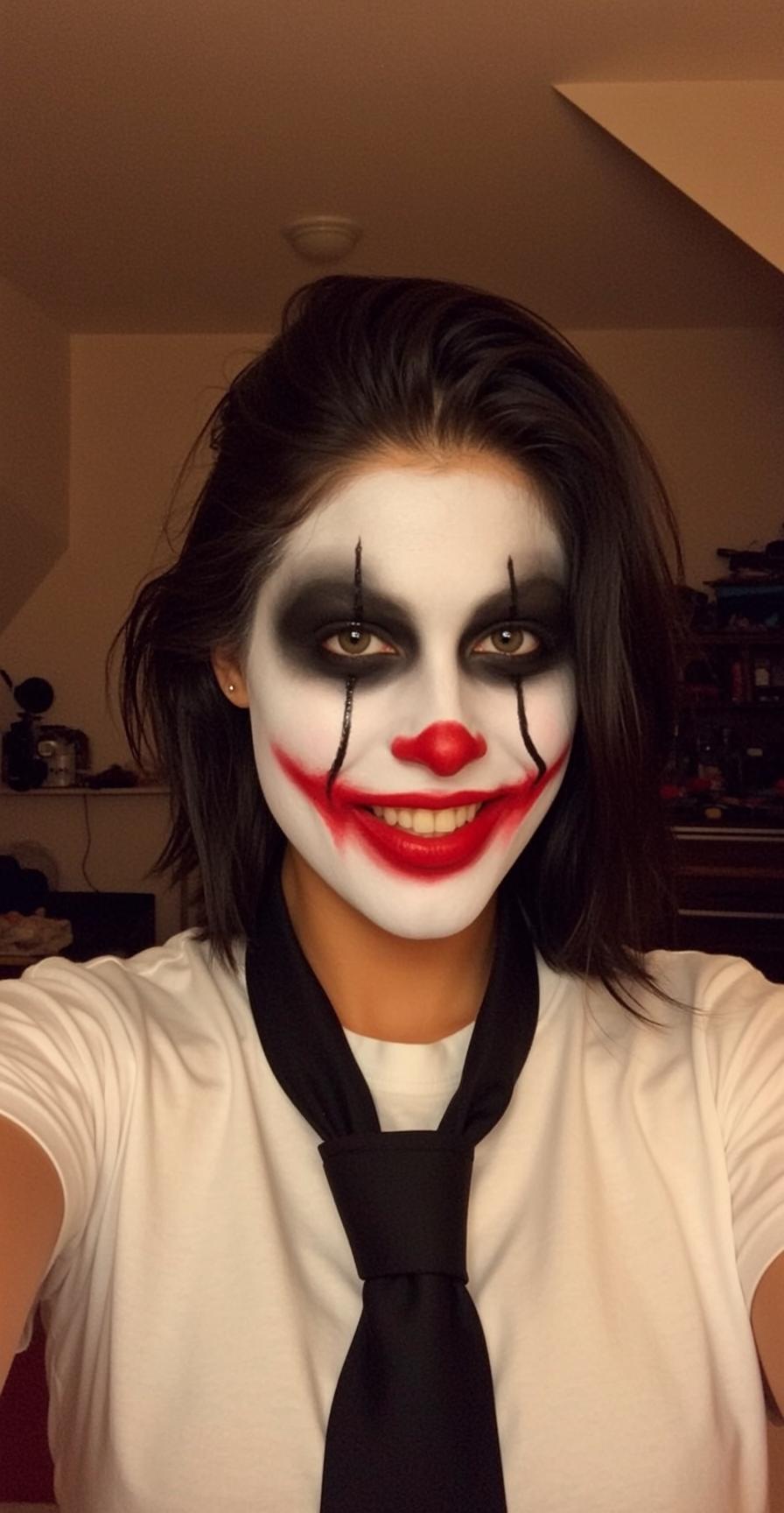 White Tee Clown Makeup Portrait