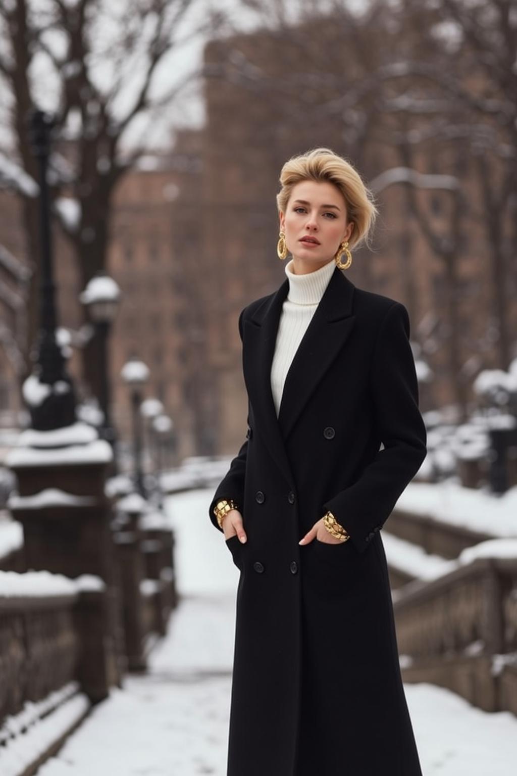 Luxury Short Blonde Fair White Turtleneck Black
