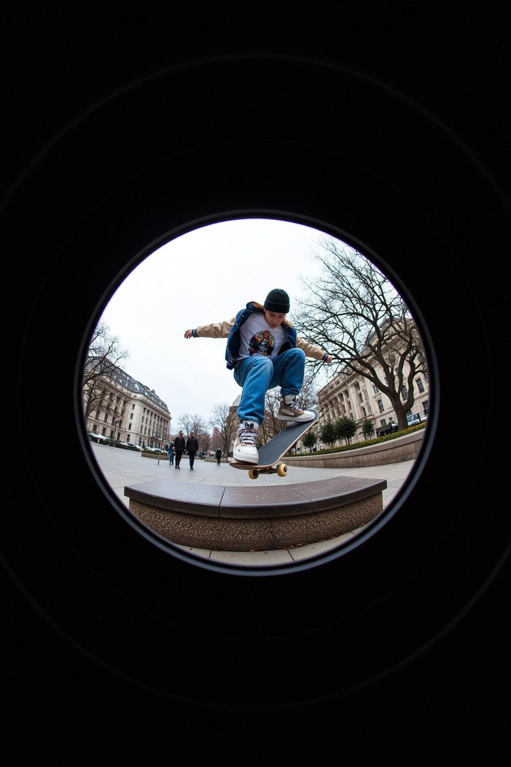 Fisheye Young Short Brown Hair Fair Skin
