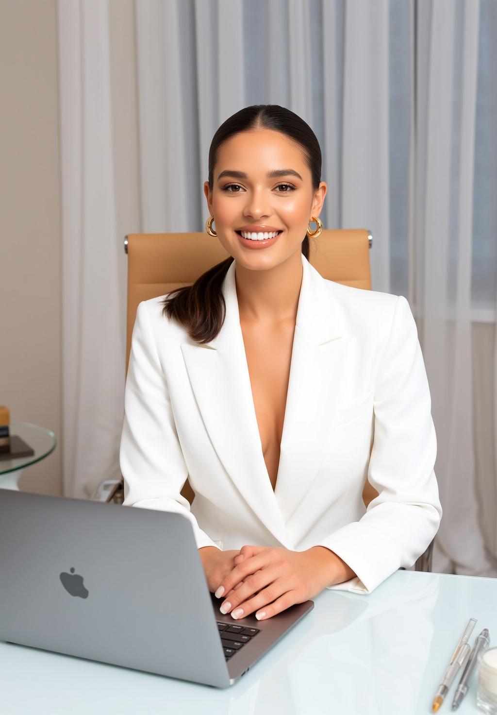 Luxury Young Dark Brown Pulled Back Ponytail