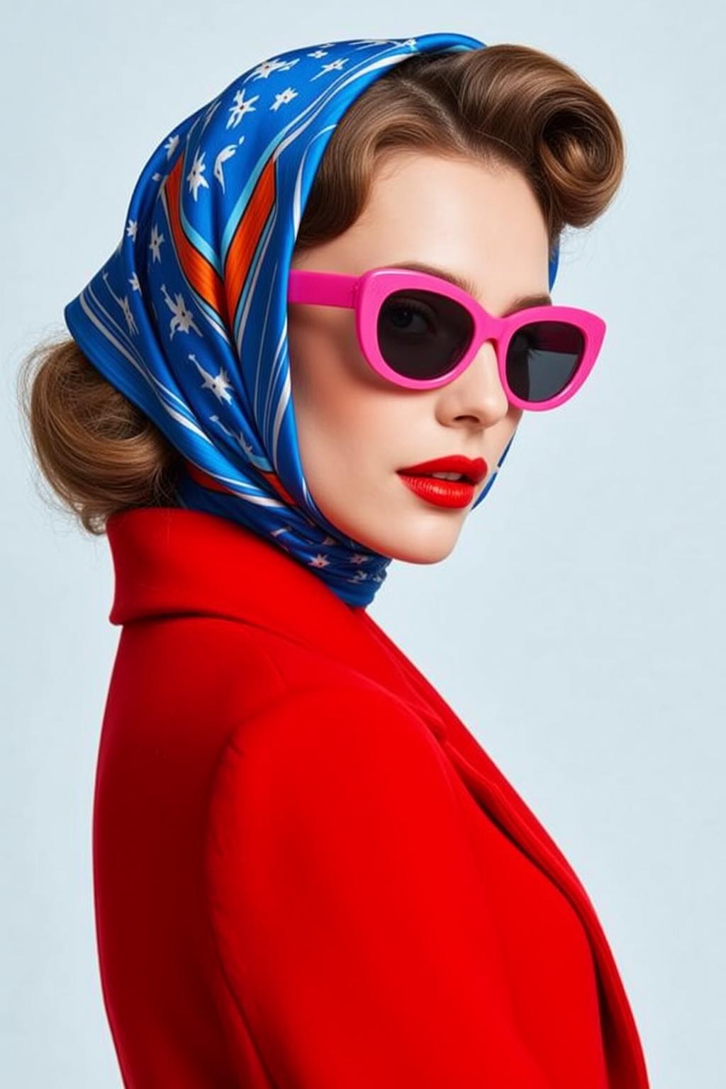 Vintage Fashion Studio Portrait Pink Sunglasses