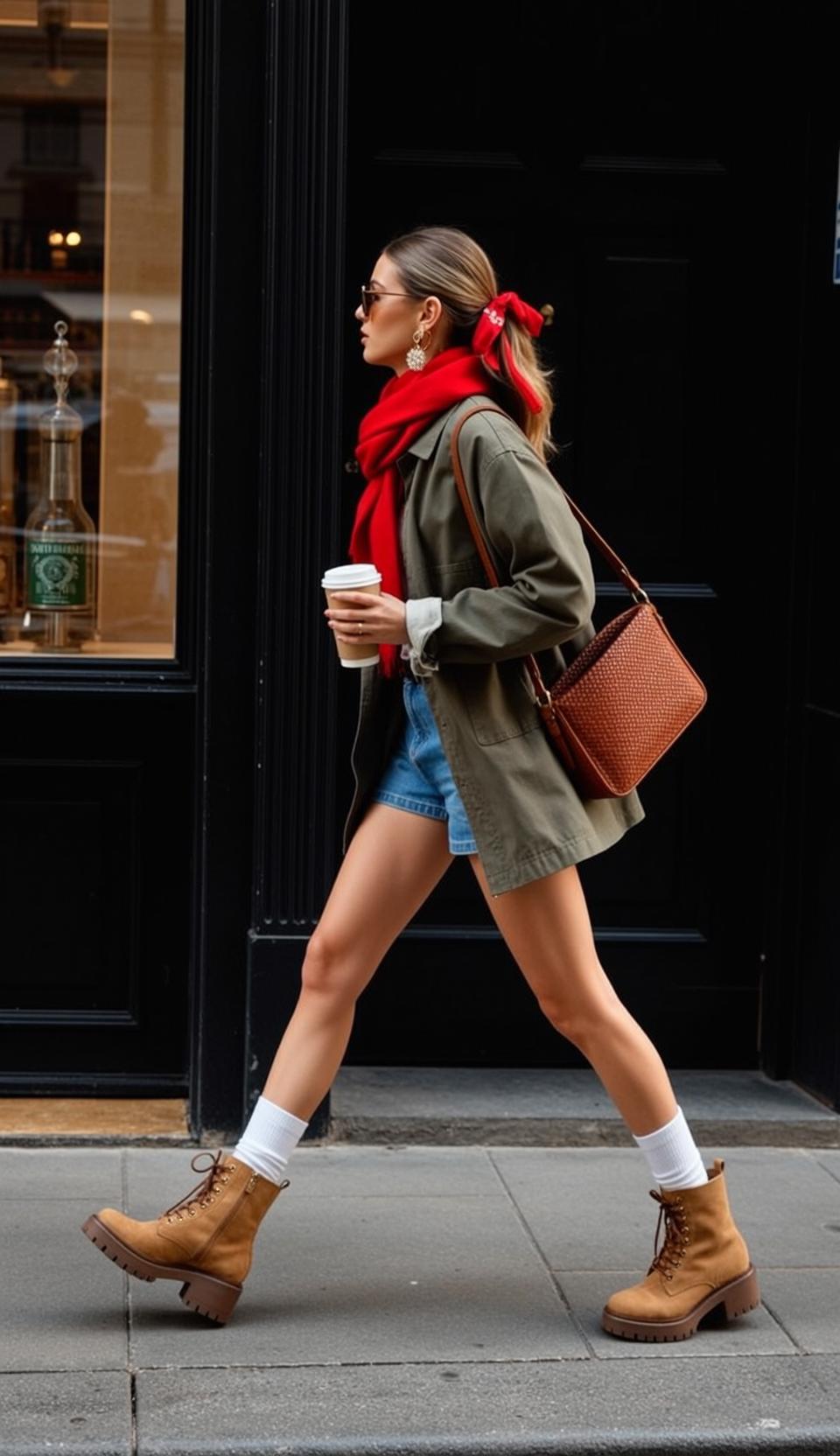 Autumn Blonde Tied Ponytail Red Bandana Fair