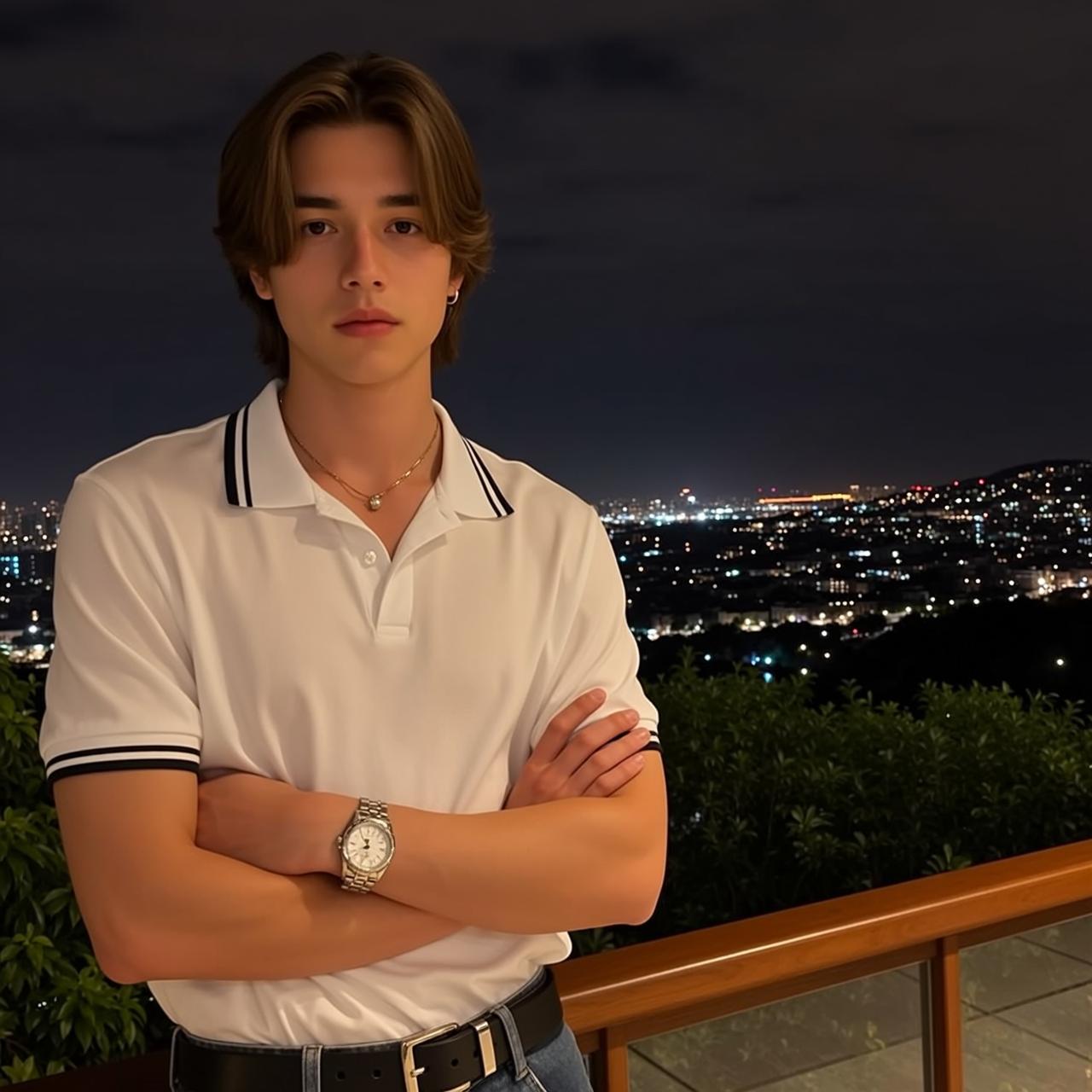 Explore Stands His Arms Crossed Facing Neutral