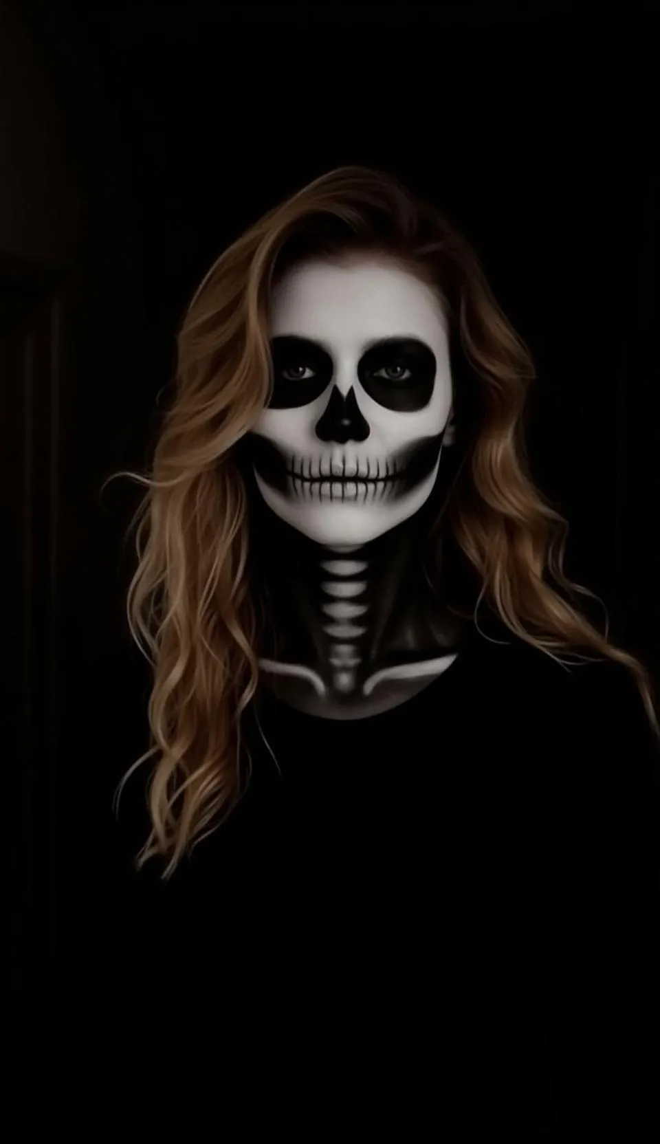 Skeleton Face Paint Dark Spotlight
