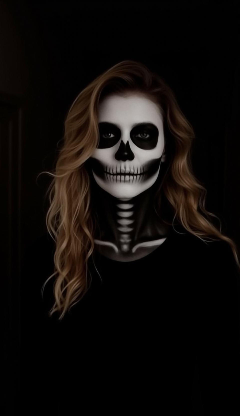 Skeleton Face Paint Dark Spotlight