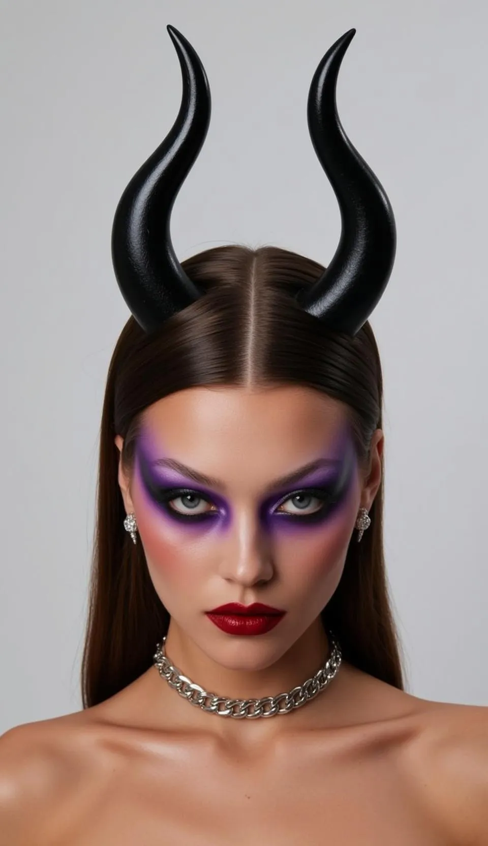 Makeup Earrings Necklace And Lash Extensions In Studio Portrait