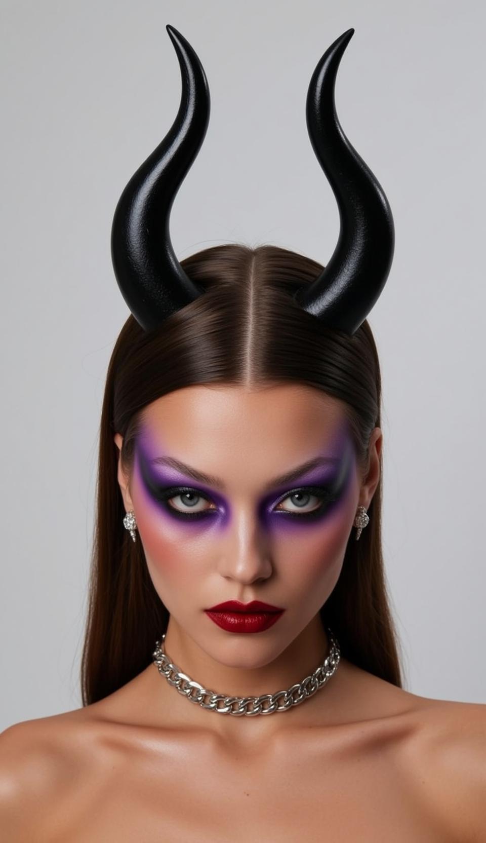 Halloween Makeup Young Long Dark Brown Straight