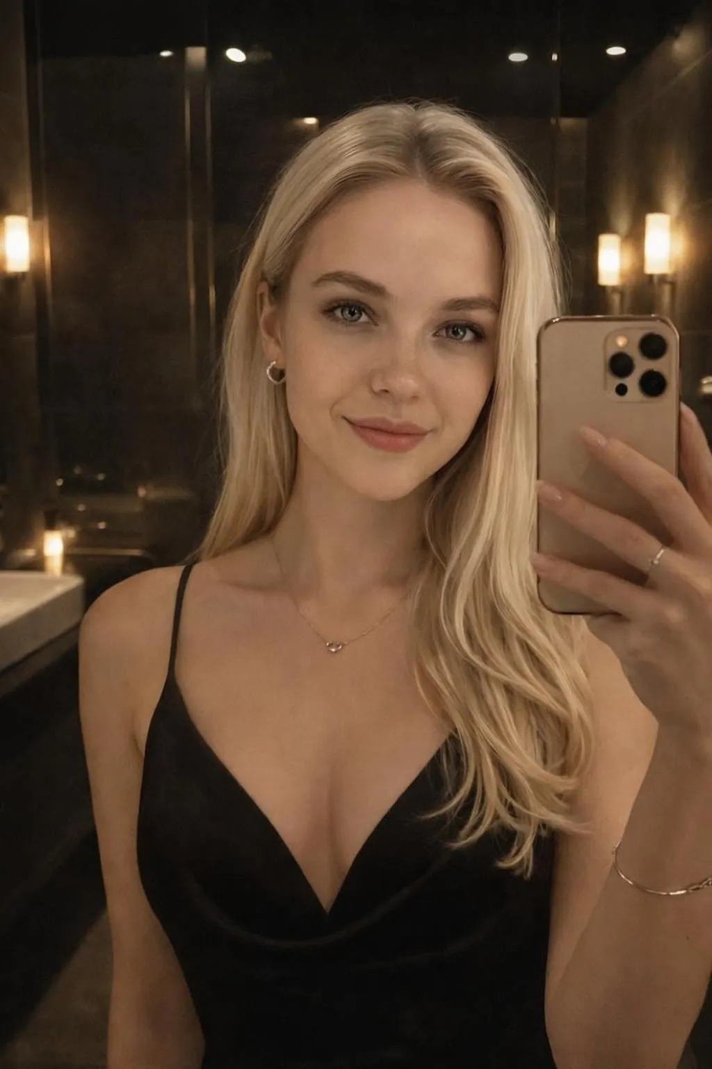 Necklace And Rings In Selfie Portrait