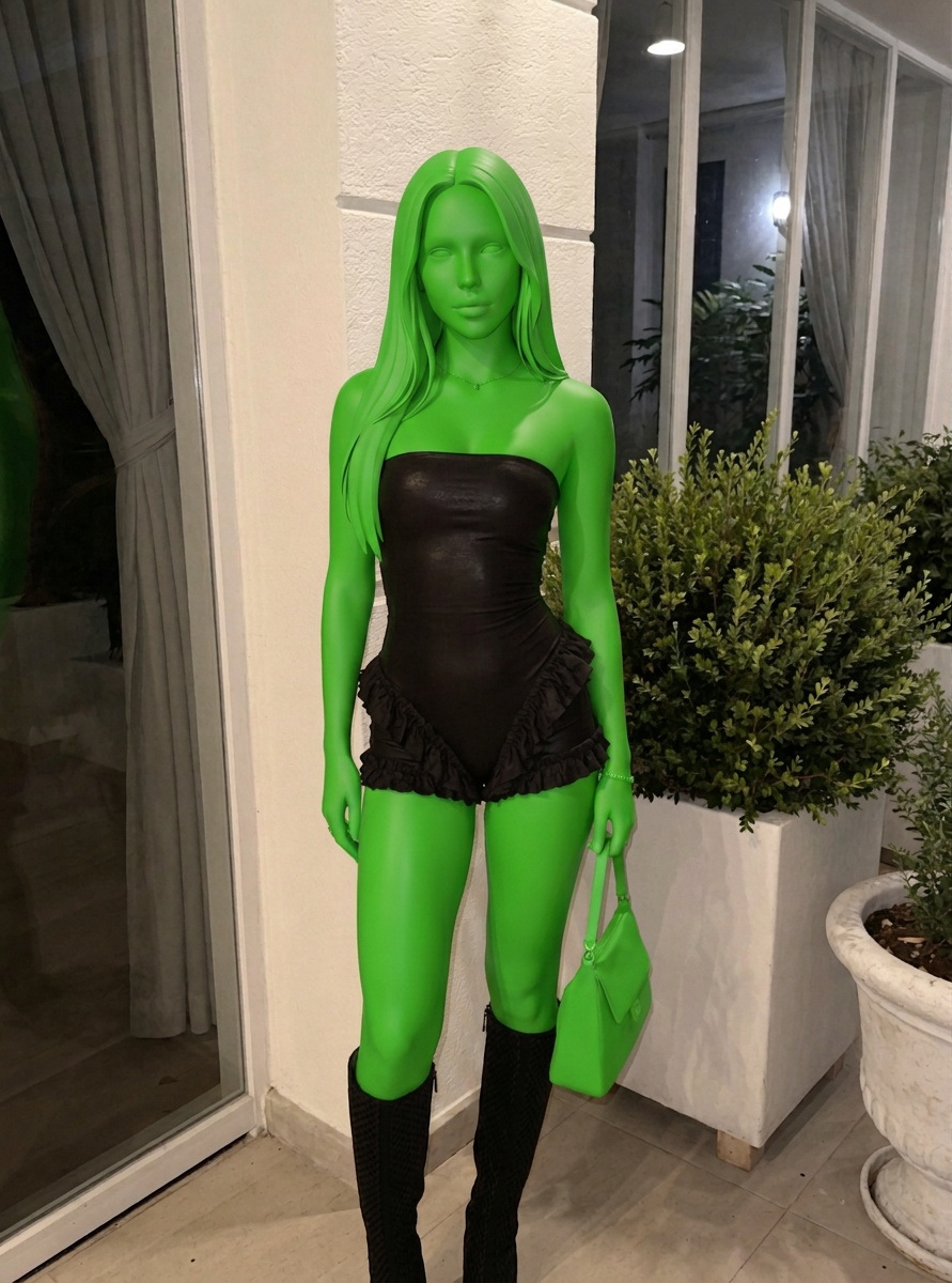 Template for Black Bodysuit Patio Night Potted Plant