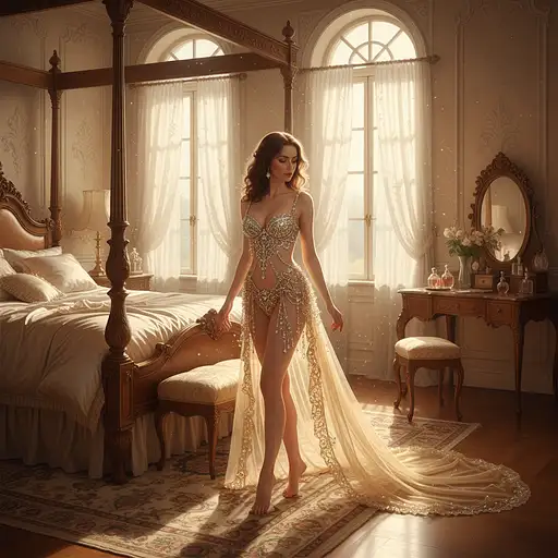 Breathtaking Full-body Portrait Woman Wearing Dazzling Intricately Designed Gold And