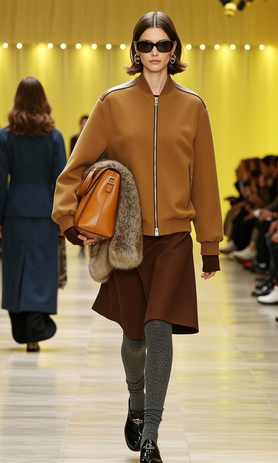 Autumn Short Brown Hair Fair Skin Bomber