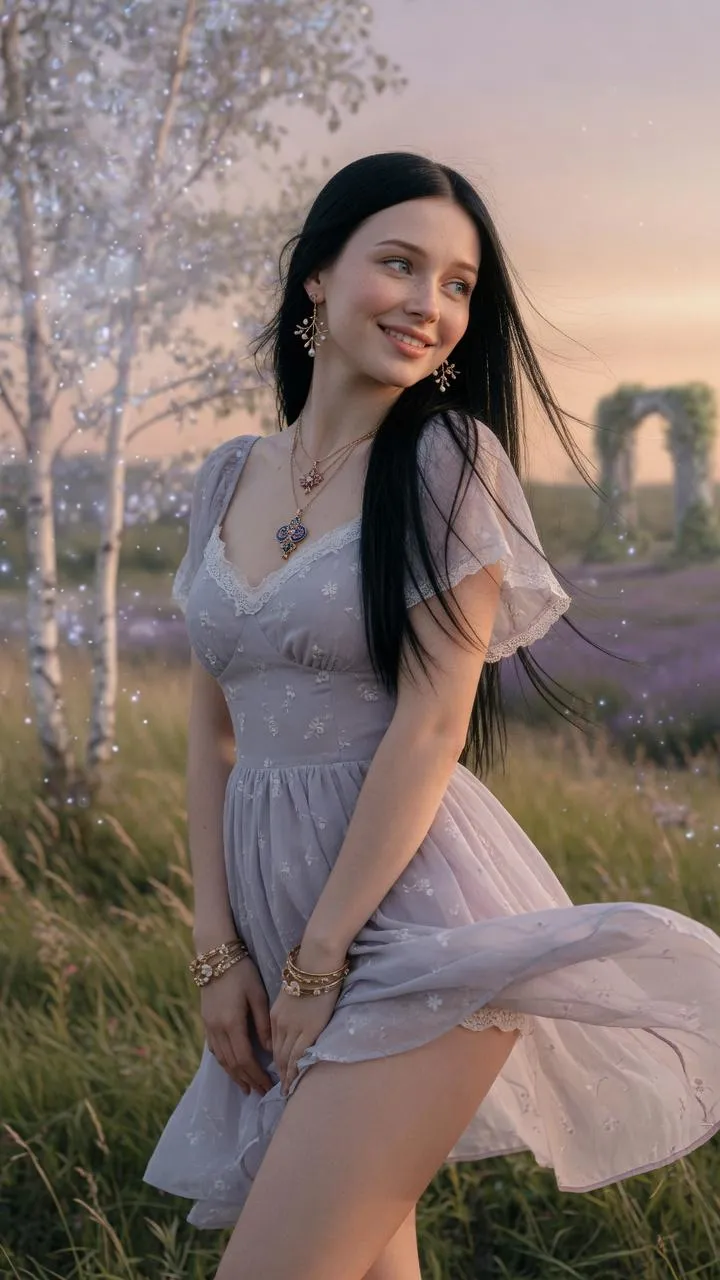 Earrings Necklace And Bracelets In Dress Portrait