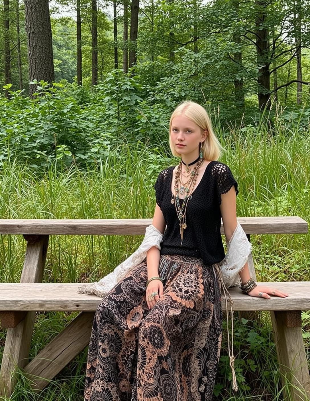 Black Lace Forest Bench