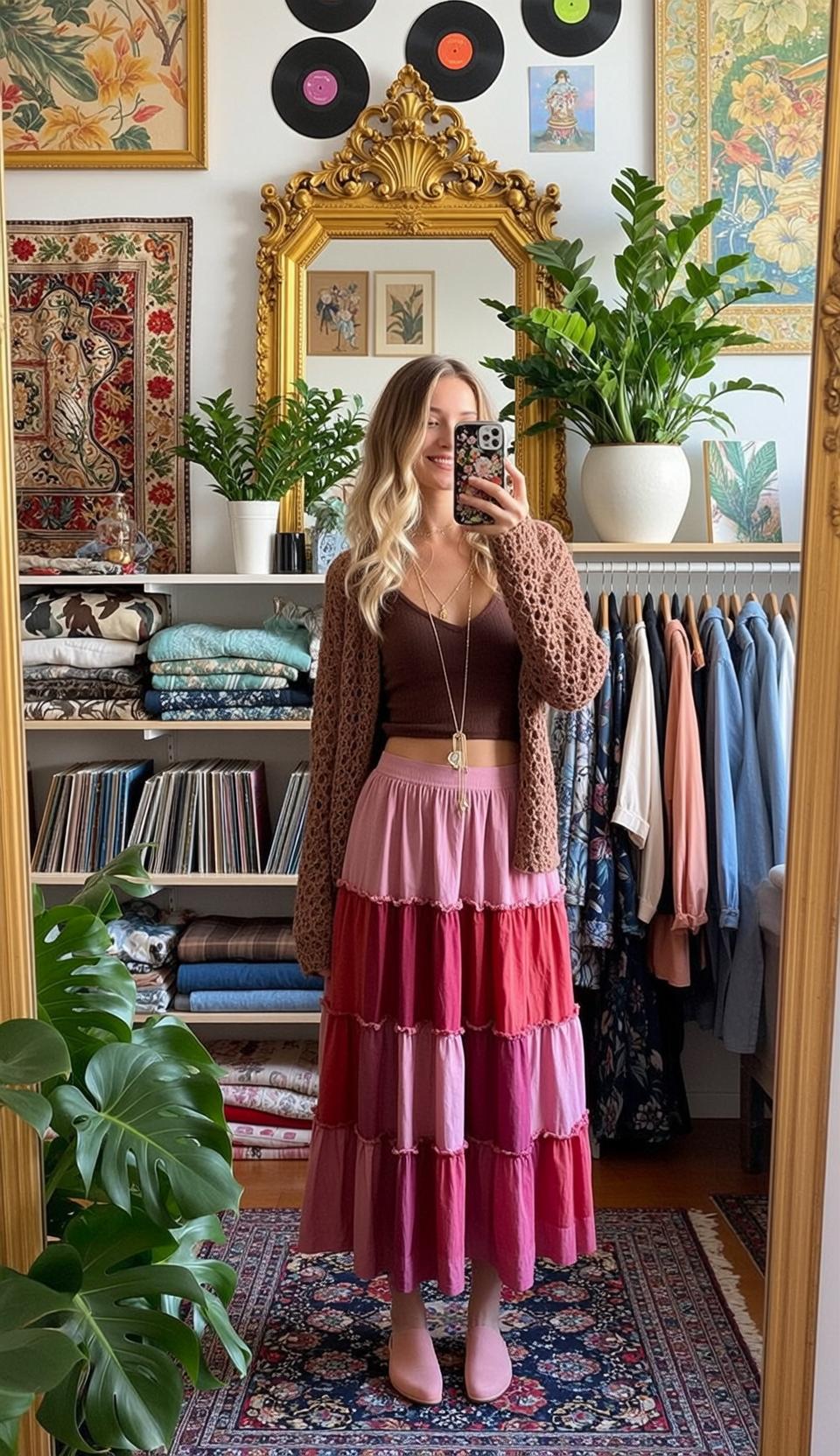 Boho Mirror Selfie Maxi Skirt