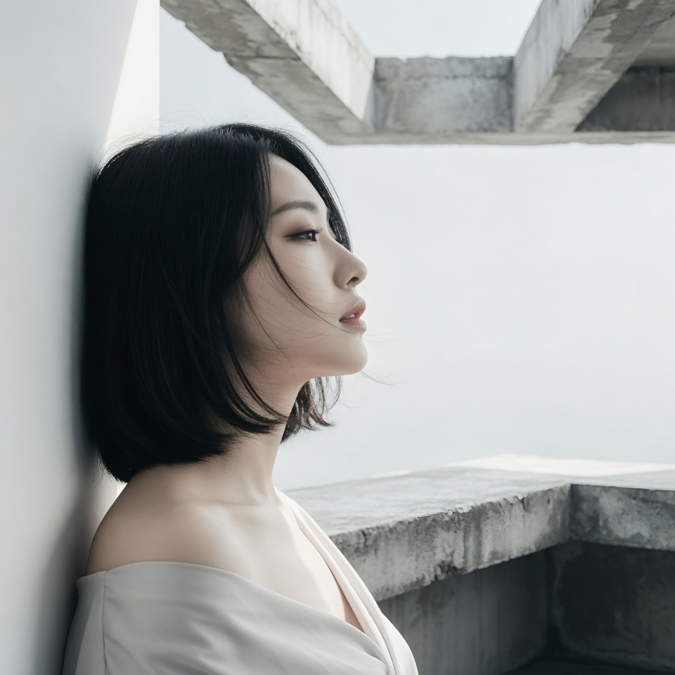 Profile View In With Sleek Chin Length Black Bob Hairstyle