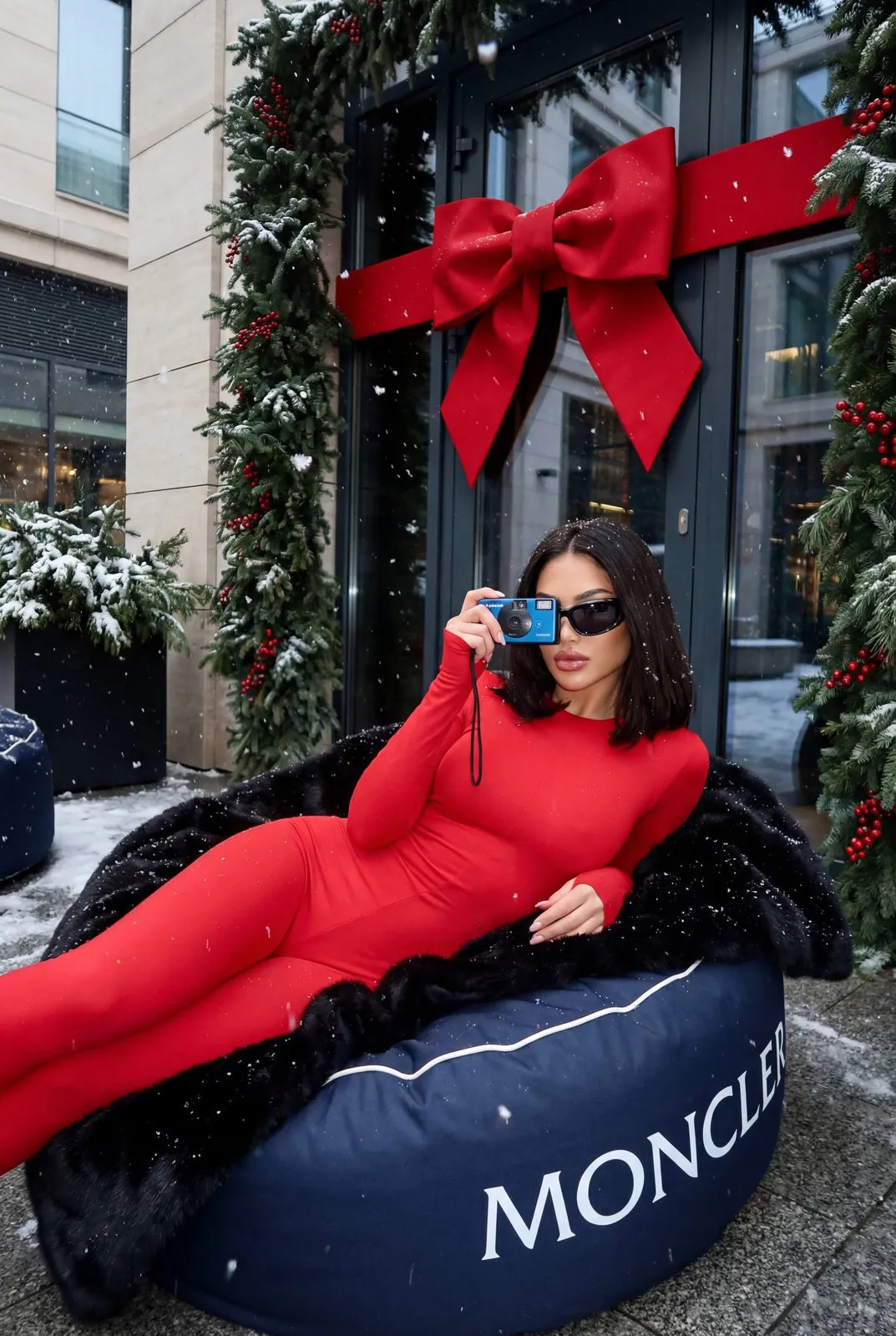 Sunglasses And Makeup In Snowy Outdoor Portrait