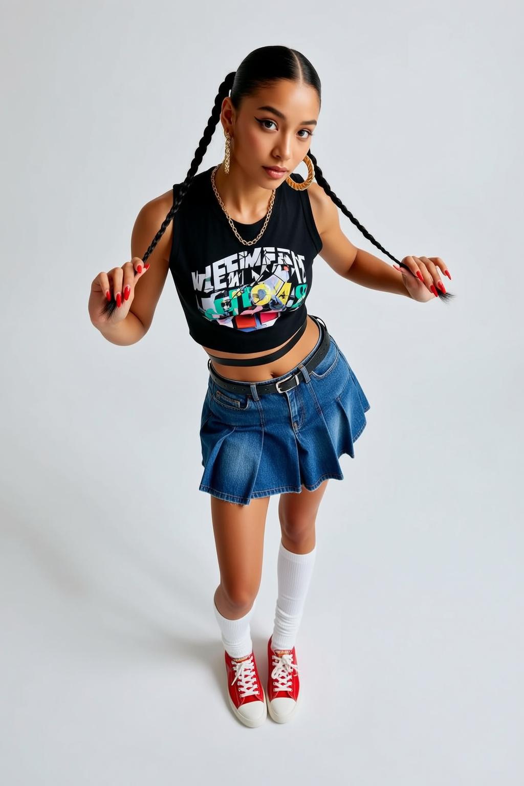 Creative Young Black Two Pigtail Braids Light