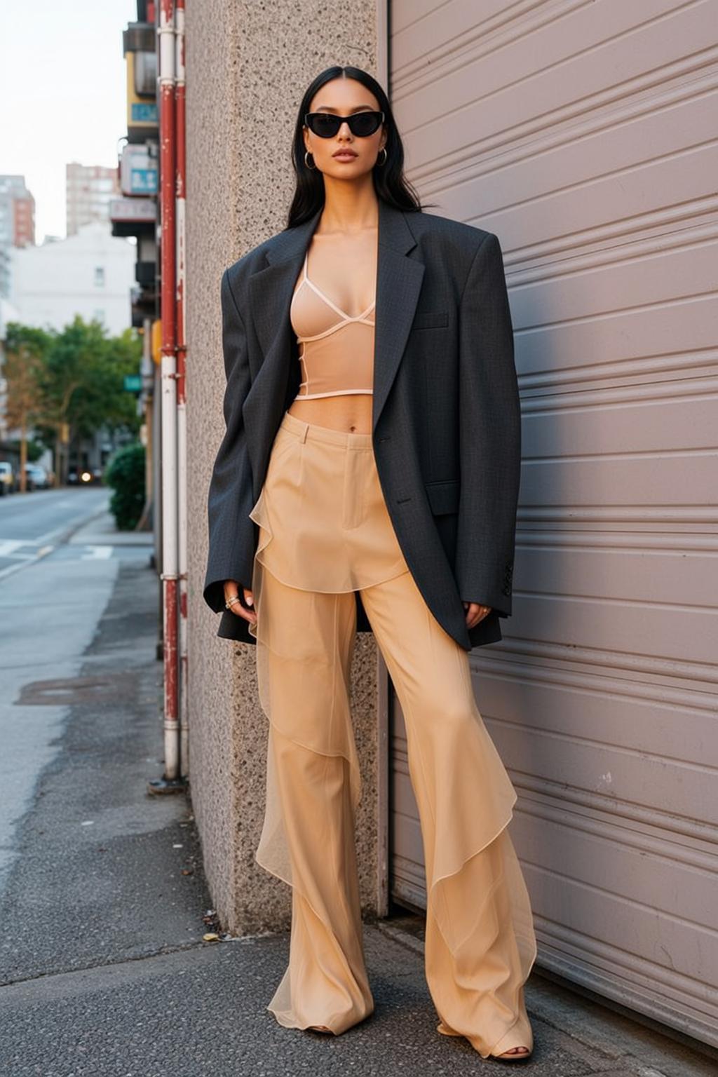 Urban Street Style Sheer Bralette Blazer