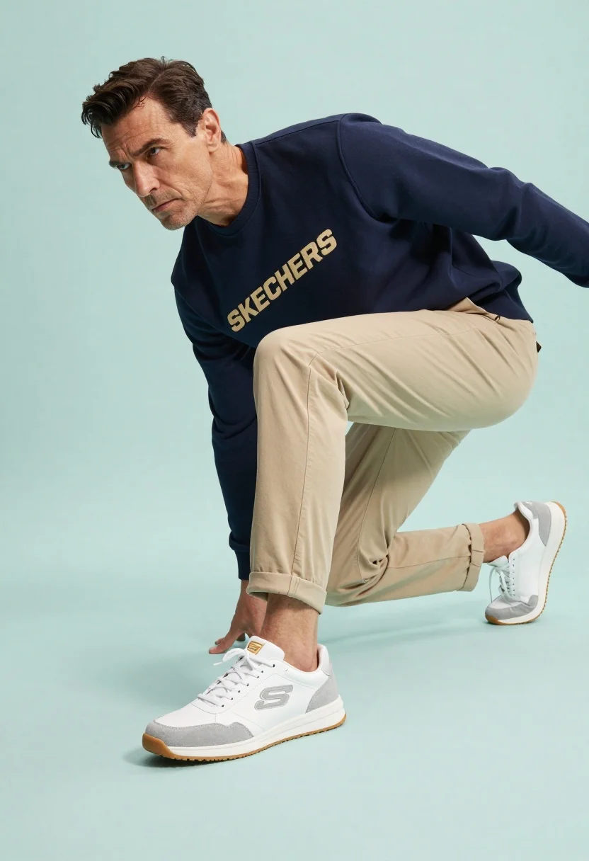 Man Dynamic Crouching Pose Leaning Forward With Intense Gaze Subject