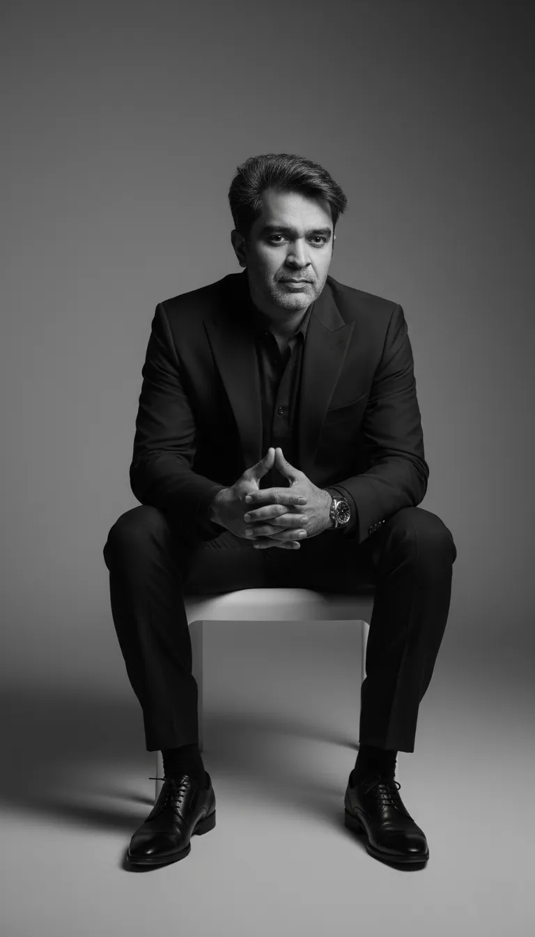 Black And White Studio Portrait Of Man