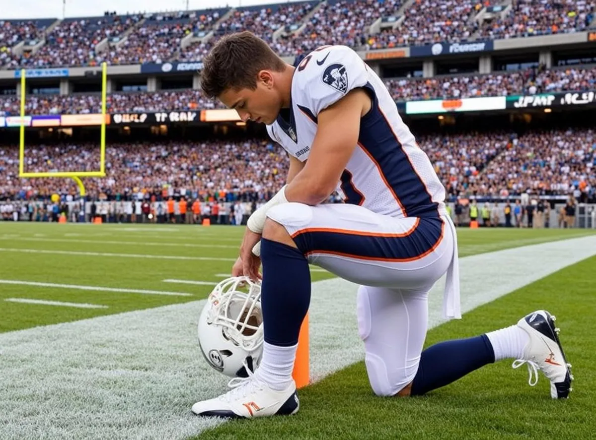 Kneeling Football Stadium Portrait