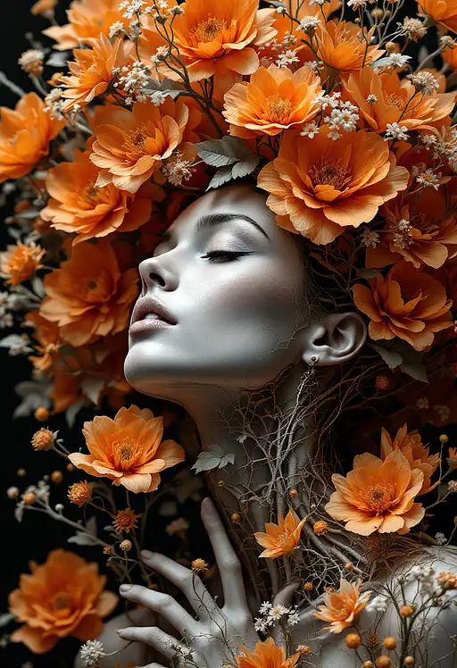 Floral Branch Figure Illustration
