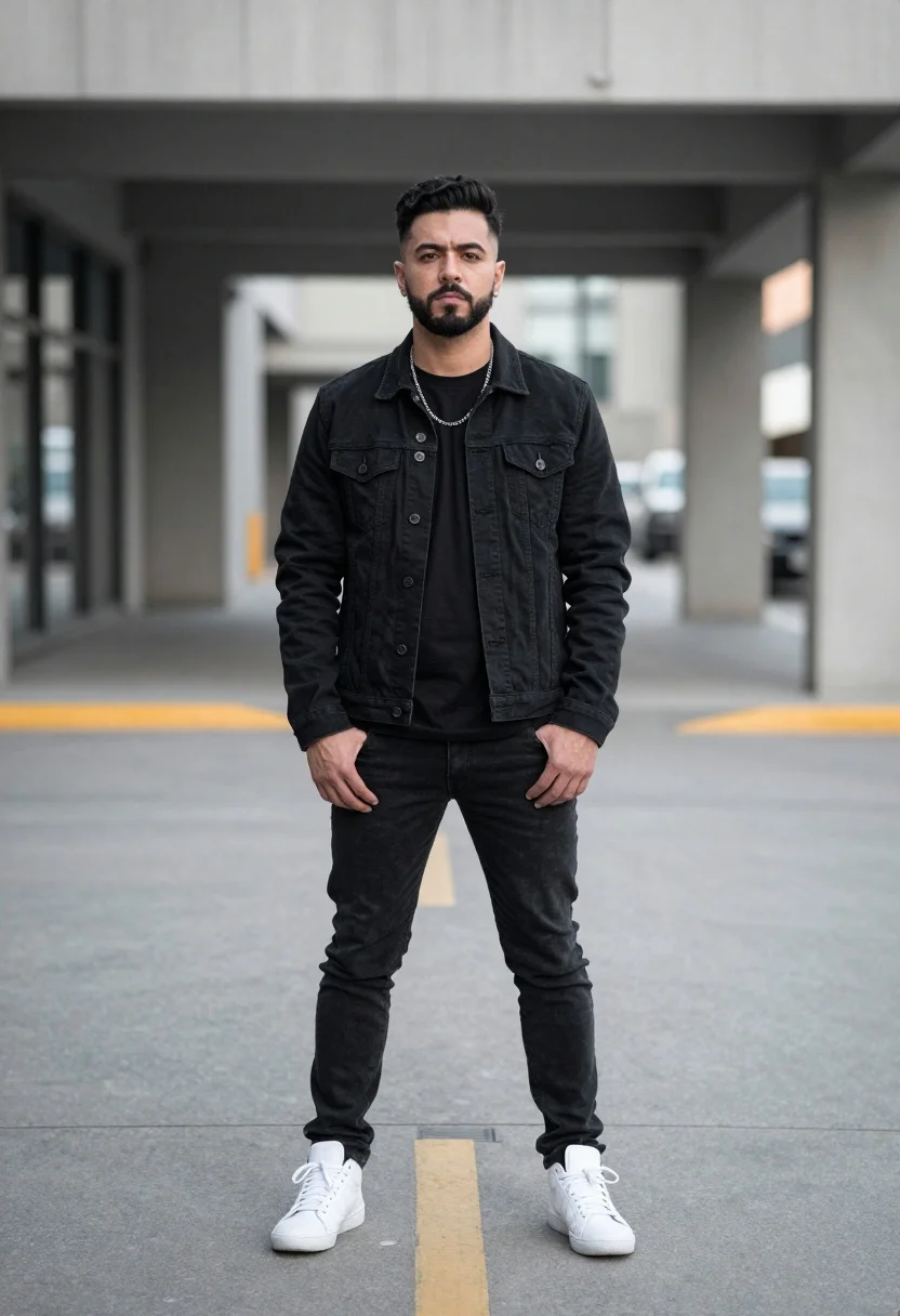 Full-length Portrait Man Standing Confidently Urban Outdoor Setting Subject Man
