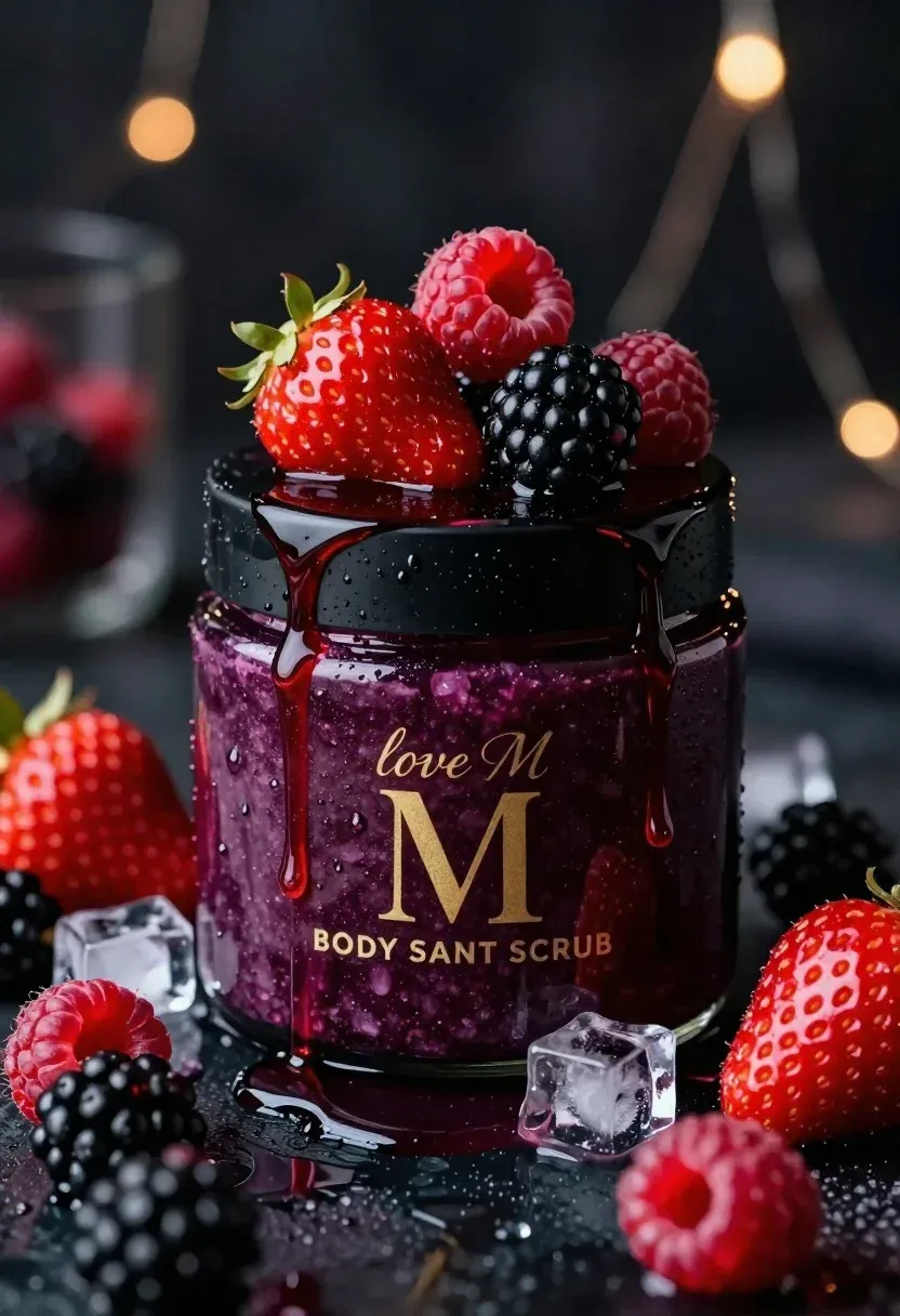 Luxurious Jar Dark Berry Body Salt Scrub Sits Center Stage