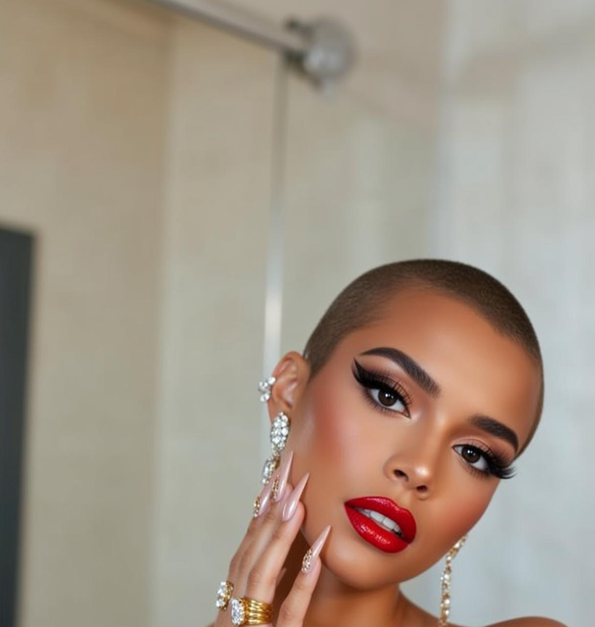 Short Buzz Cut Glamour Portrait