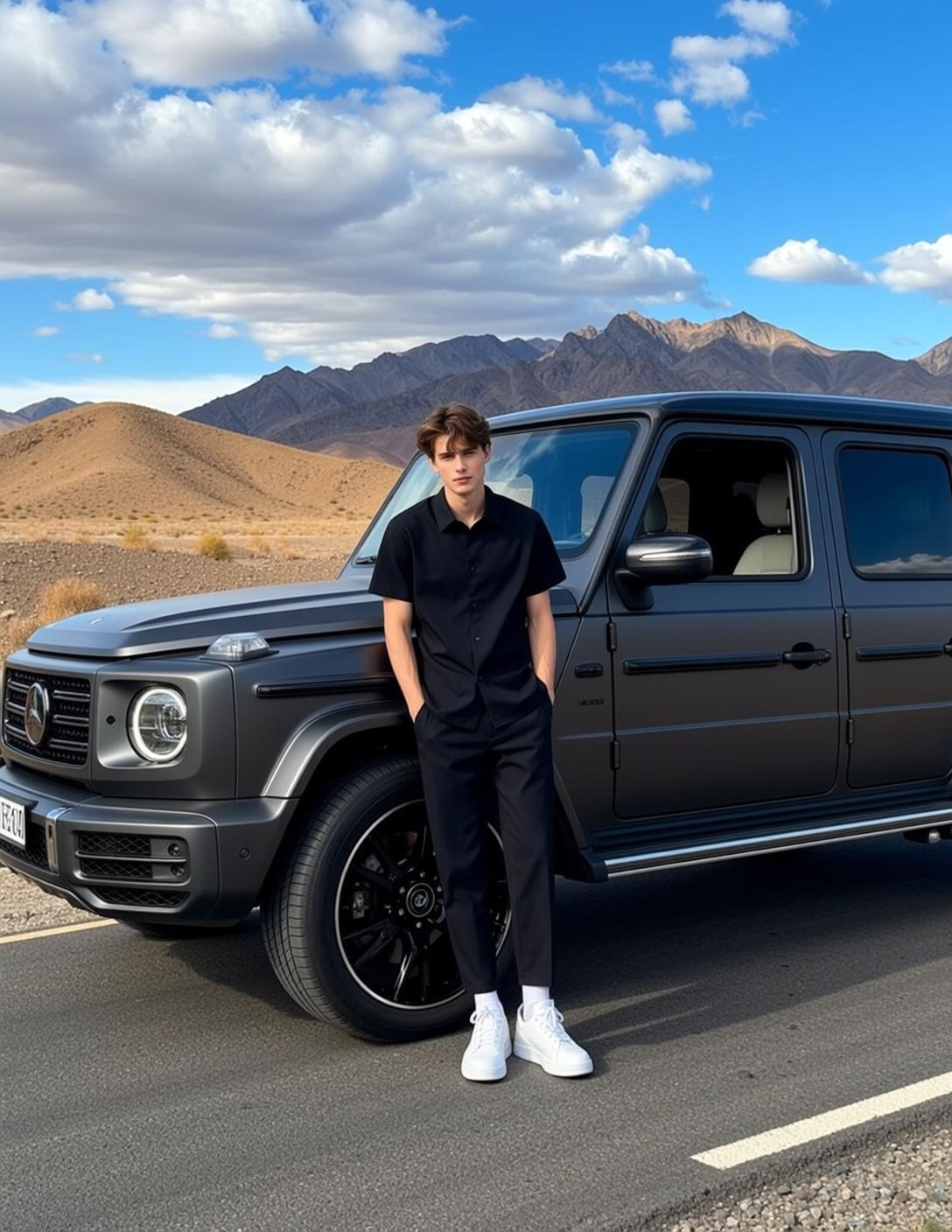 Black Shirt Desert Car