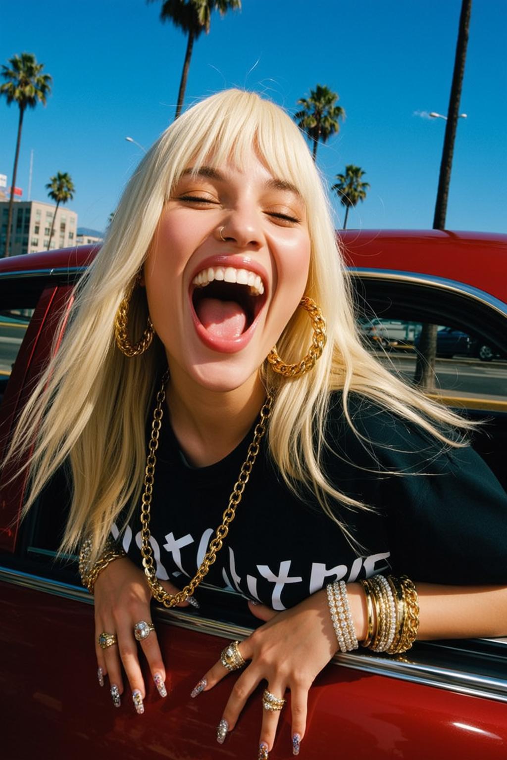 Fisheye Young Long Blonde Bangs Fair Black