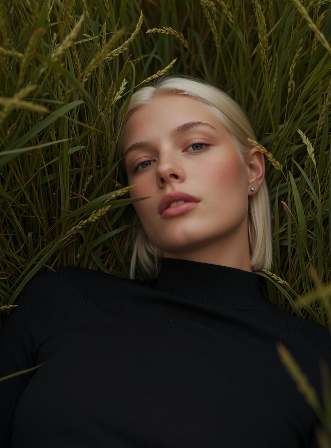 Explore Lying Nestled Amongst Tall Green Grass