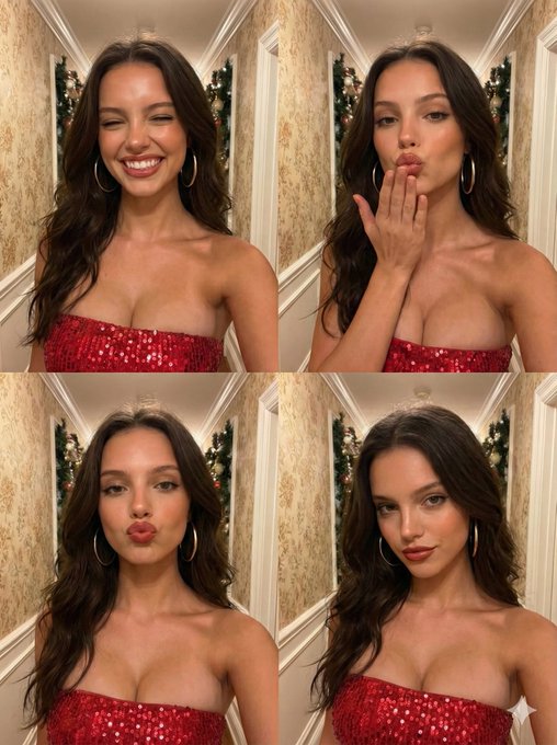 Red Sequin Strapless Dress Gold Hoops Hallway Collage