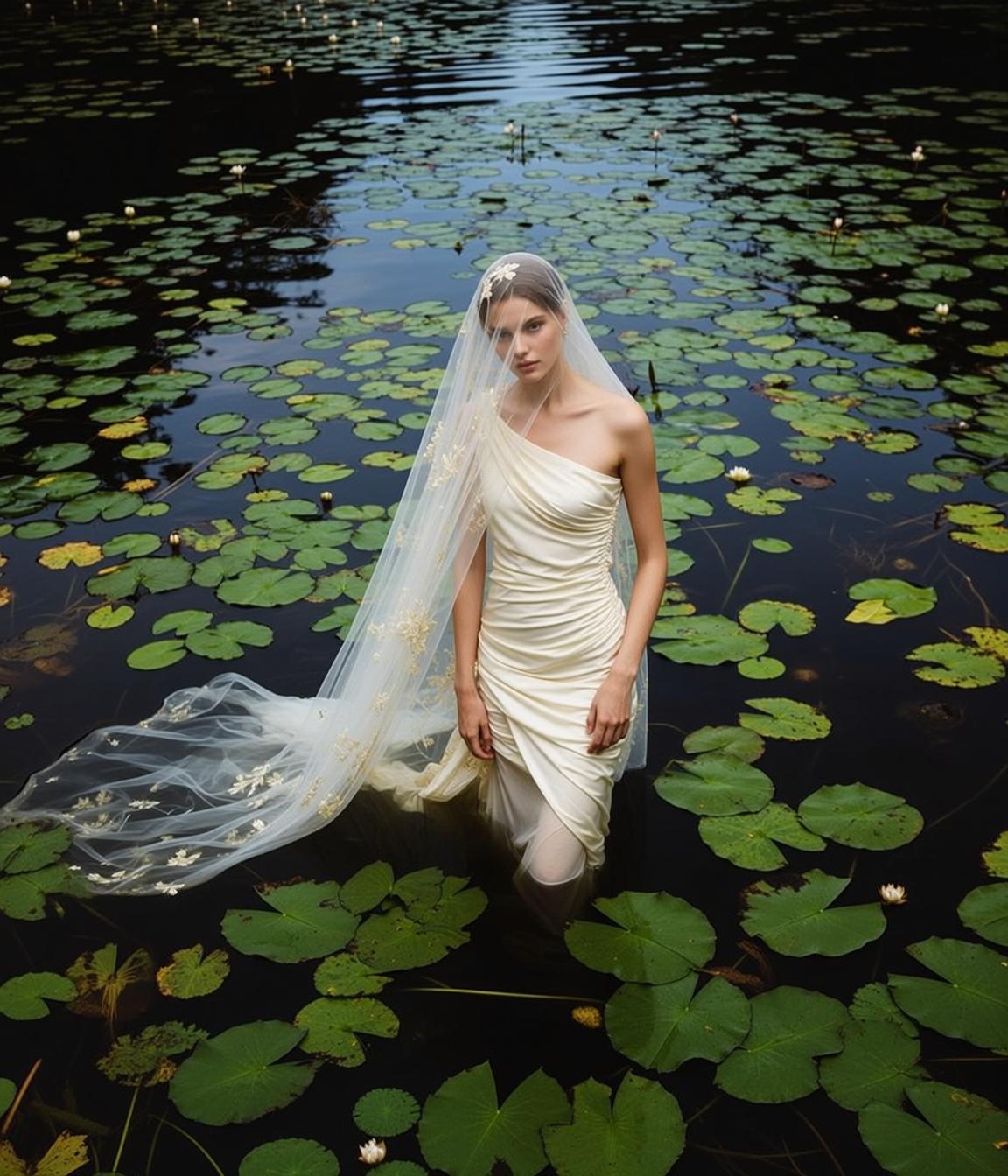 Ivory Oneshoulder Ruched Draped and Ivory Draped on A Dark