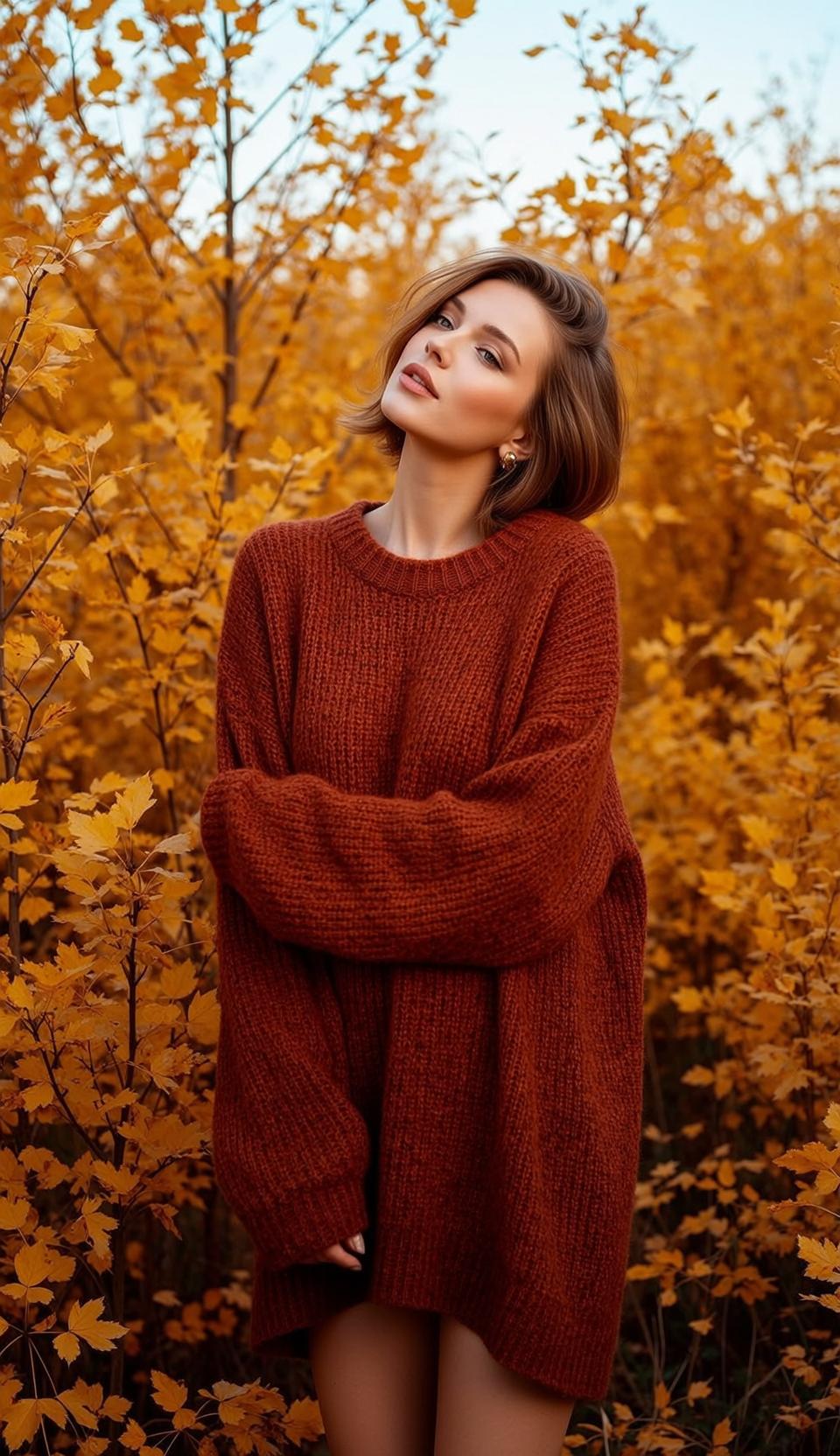 Autumn Young Short Brown Wavy Fair Oversized