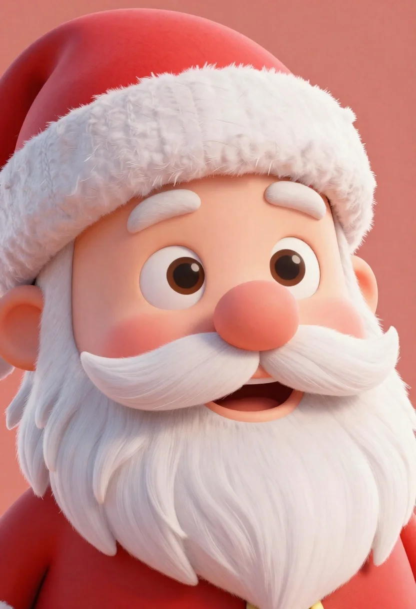 Close-up Stylized Santa Claus Character With Exaggerated Features Against Soft reference photo