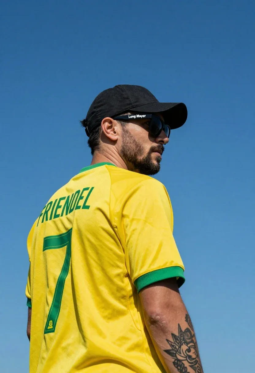 Tattoos And Sunglasses With Yellow Jersey Under Blue Sky