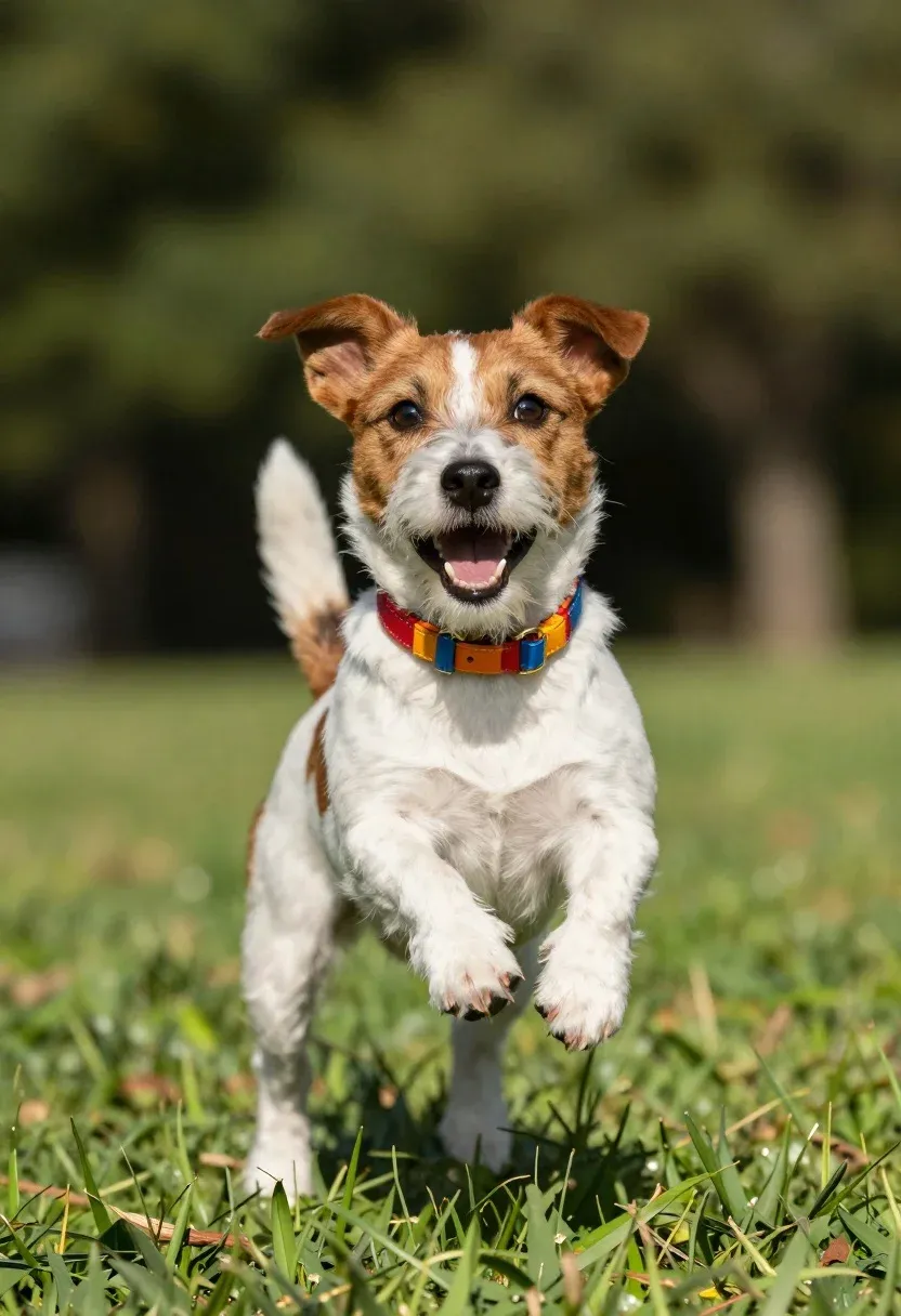 Realistic Close-up Photograph Small Brown And White Jack Russell Terrier