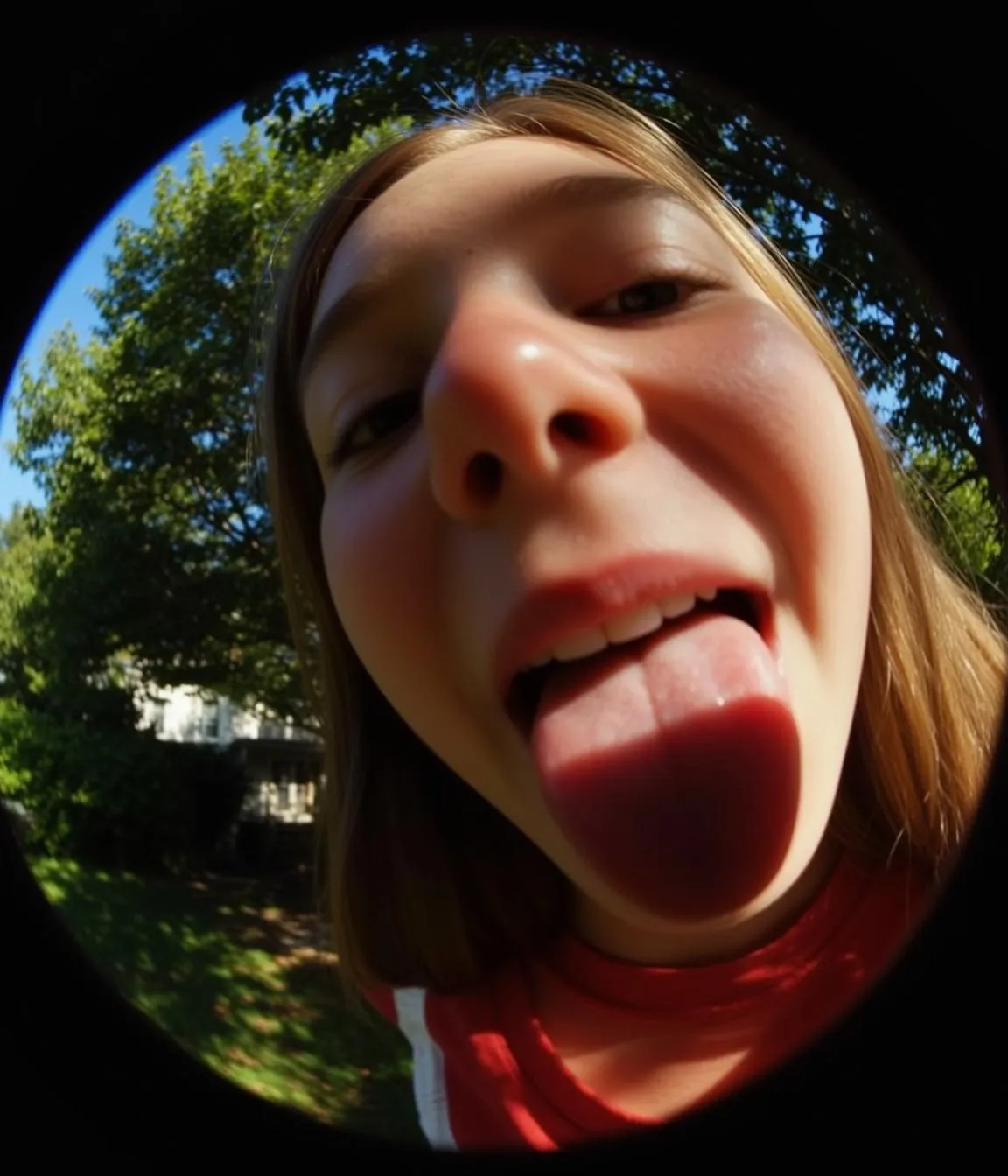 Tongue Out Park Selfie