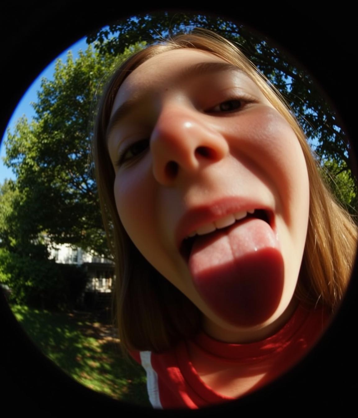 Tongue Out Park Selfie
